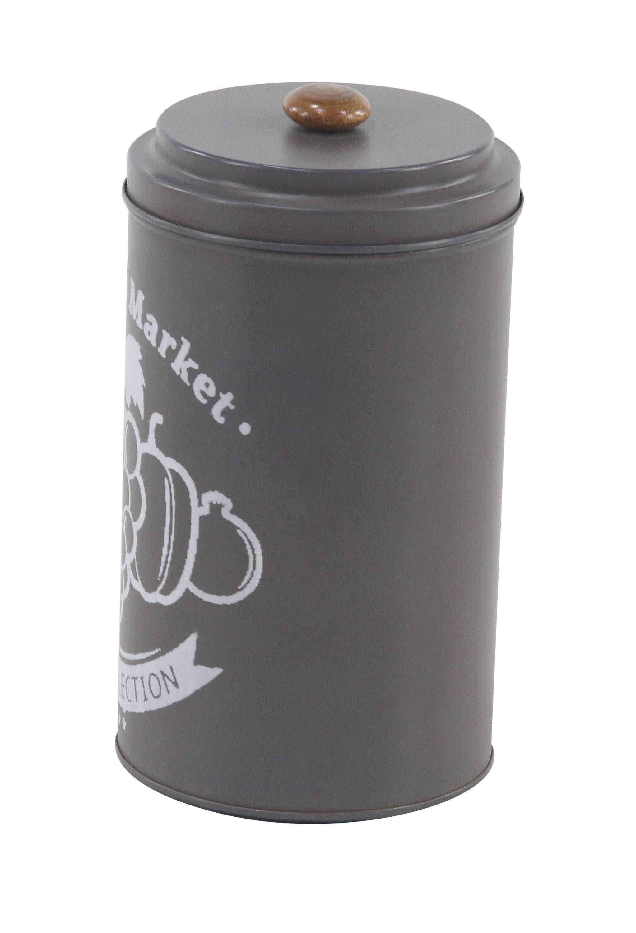 Decmode Farmhouse 7, 9 and 10 inch Black Tin Canisters with Wooden Lid - Set of 3