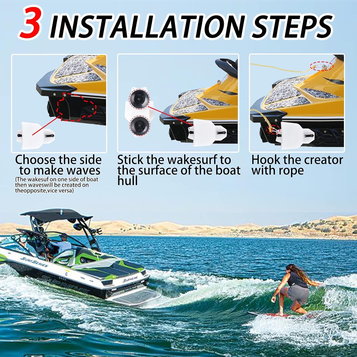 Olasoceanicas Wake Shaper,Wakesurf Surfing Wake Equipment with Suction Cups Held on Strong