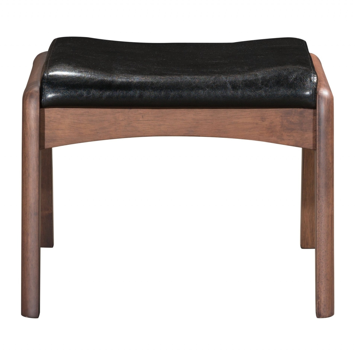 HomeRoots 394540 32.7 x 30.3 x 33.5 in. Walnut & Black Faux Leather Modern Retro Chair & Ottoman Set