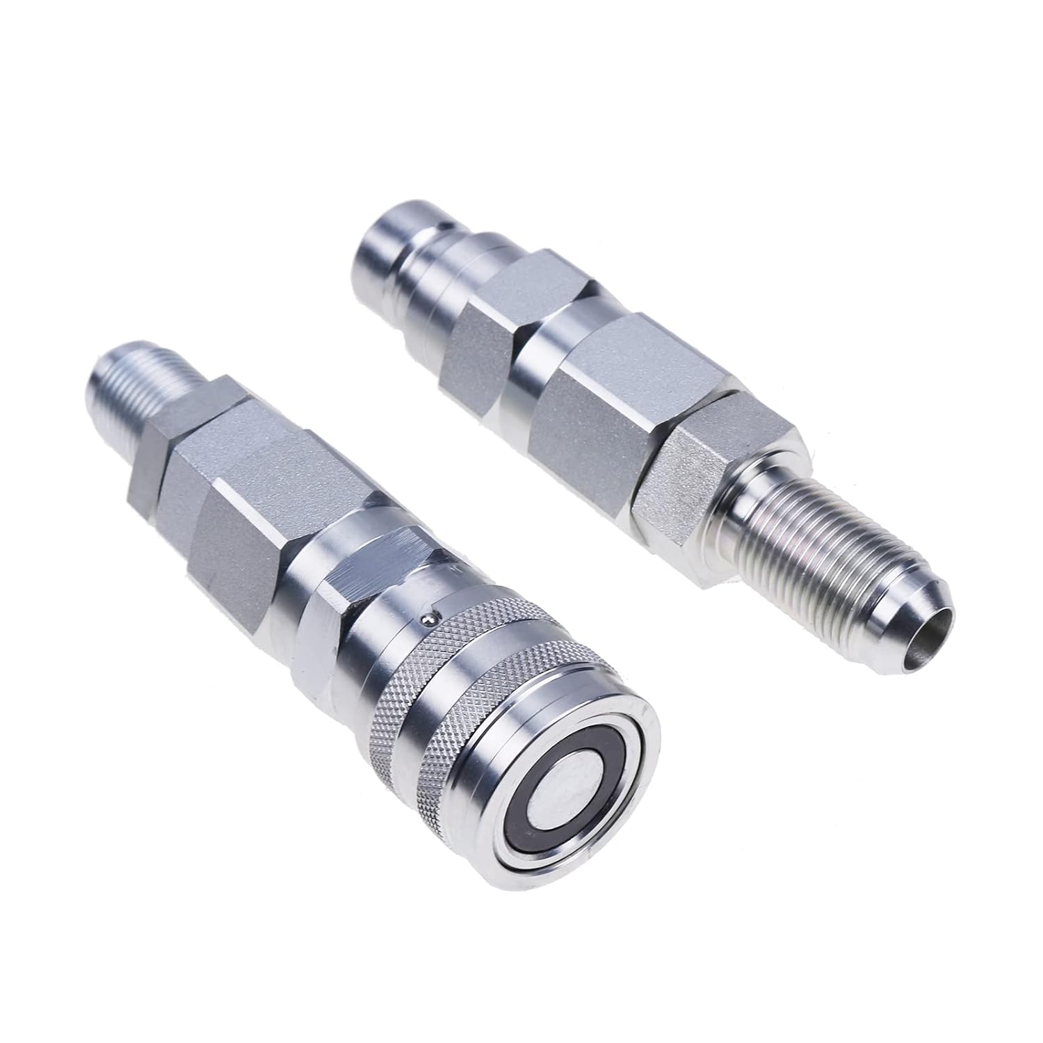 FridayParts 10 JIC Thread 1/2 Flat Face Hydraulic Quick Connect Coupler Set for Bobcat New Holland Case GEHL, Silver