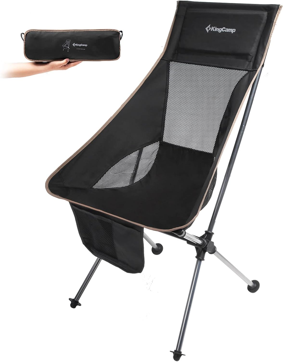 KingCamp Lightweight Portable Folding Camping Chairs Adults with Armrest, High Back Compact Camping Chair, All Aluminum Alloy Bracket