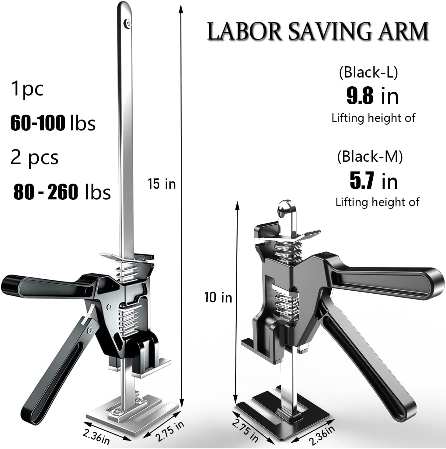2 Packs Labor-Saving Arm Height Adjuster Lifting Device, Hand Lifting Tool Jack, Drywall Lifts, Furniture Jack for Door, Cabinet, Wall Tile