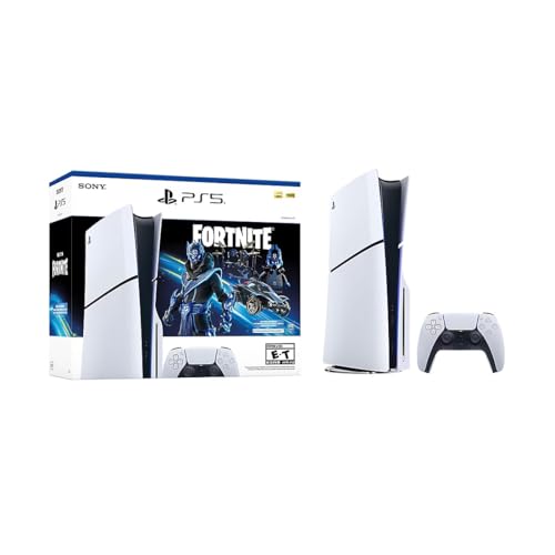 PlayStation 5 Slim Upgraded 2TB Disc Edition Fortnite Cobalt Star Bundle with Wireless Controller and Controller Case - White