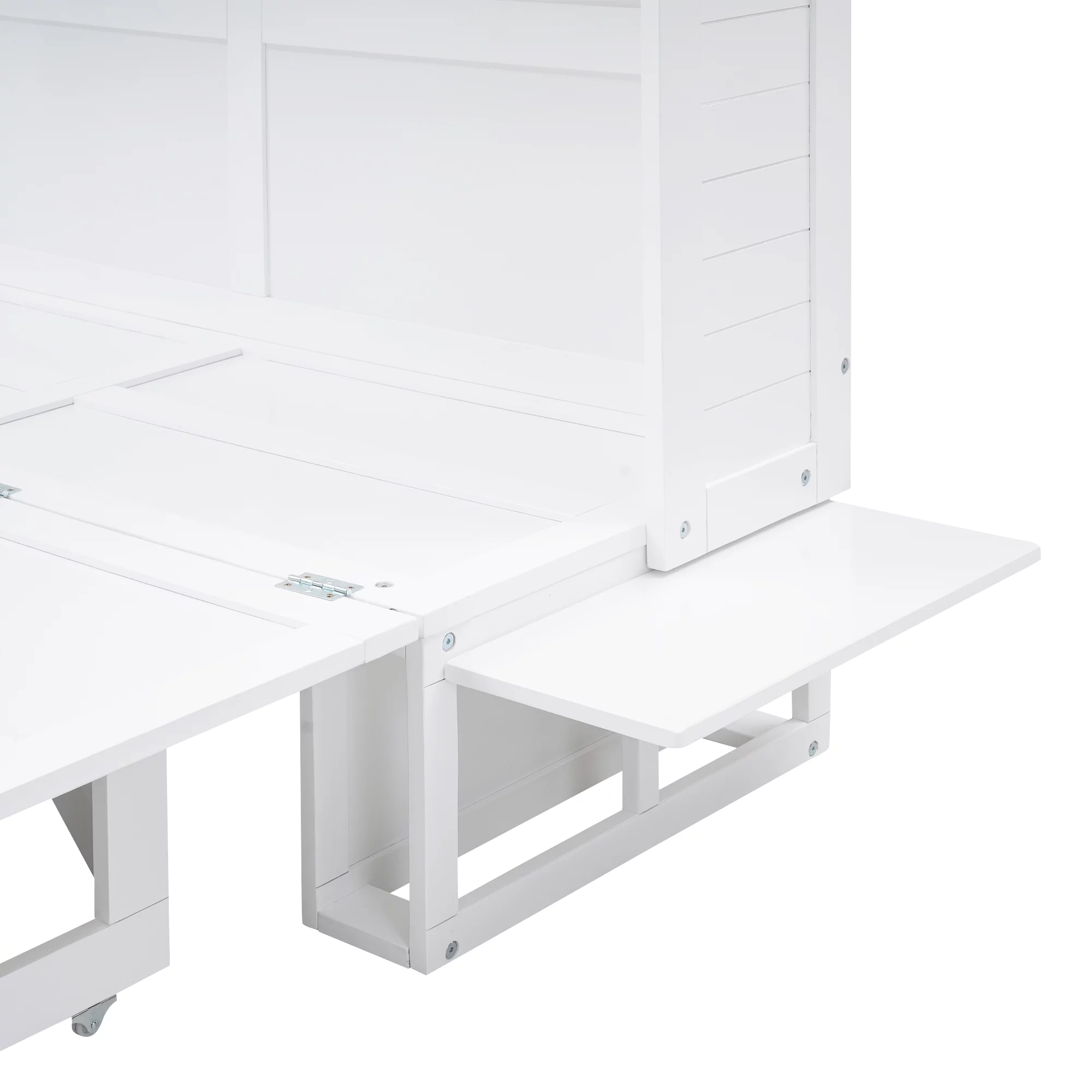 Euroco Queen Size Murphy Bed with Bookcase, Shelf and Drawer, Convertible into a Cabinet with Bookcase for Living Room