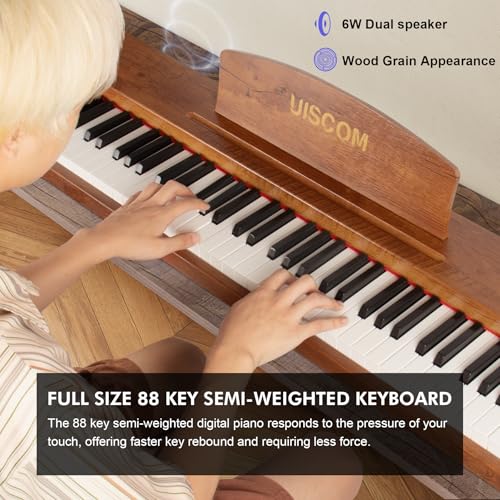 Digital Piano Keyboard for Beginners,Full Size 88 Key Semi-Weighted Keyboard Electric Piano with Stand,Power Adapter,Sheet Music Stand,Pedal