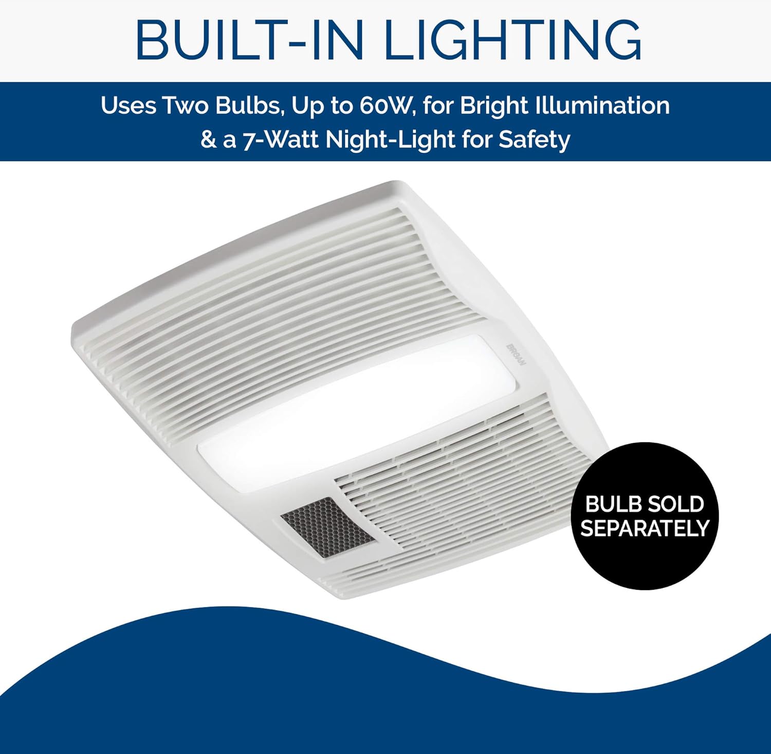 Broan-NuTone QTX110HL Very Quiet Ceiling Heater, Fan, and Light Combo for Bathroom and Home, 0.9 Sones, 1500-Watt Heater, 60-Watt Incandescent Light
