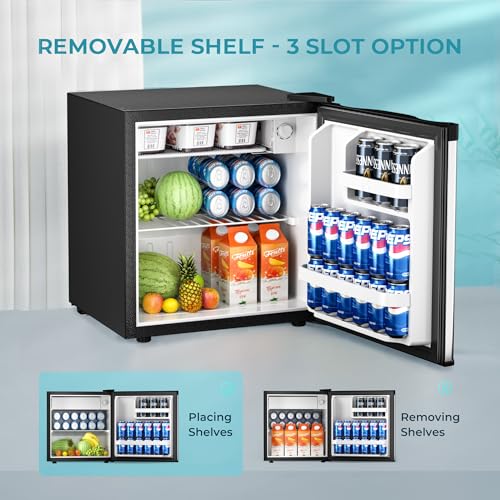 EUHOMY 1.7 Cu.Ft Mini Fridge with Freezer, Reversible Single Door Compact Refrigerator, Adjustable Thermostat, Energy Saving, Mini Fridge for Bedroom