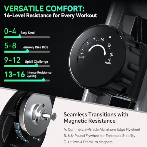 Foldable Exercise Bike Stationary Bikes for Home, 5 IN 1 Indoor Workout Bike, Cycling Bike with 16-Level Quiet Magnetic Resistance