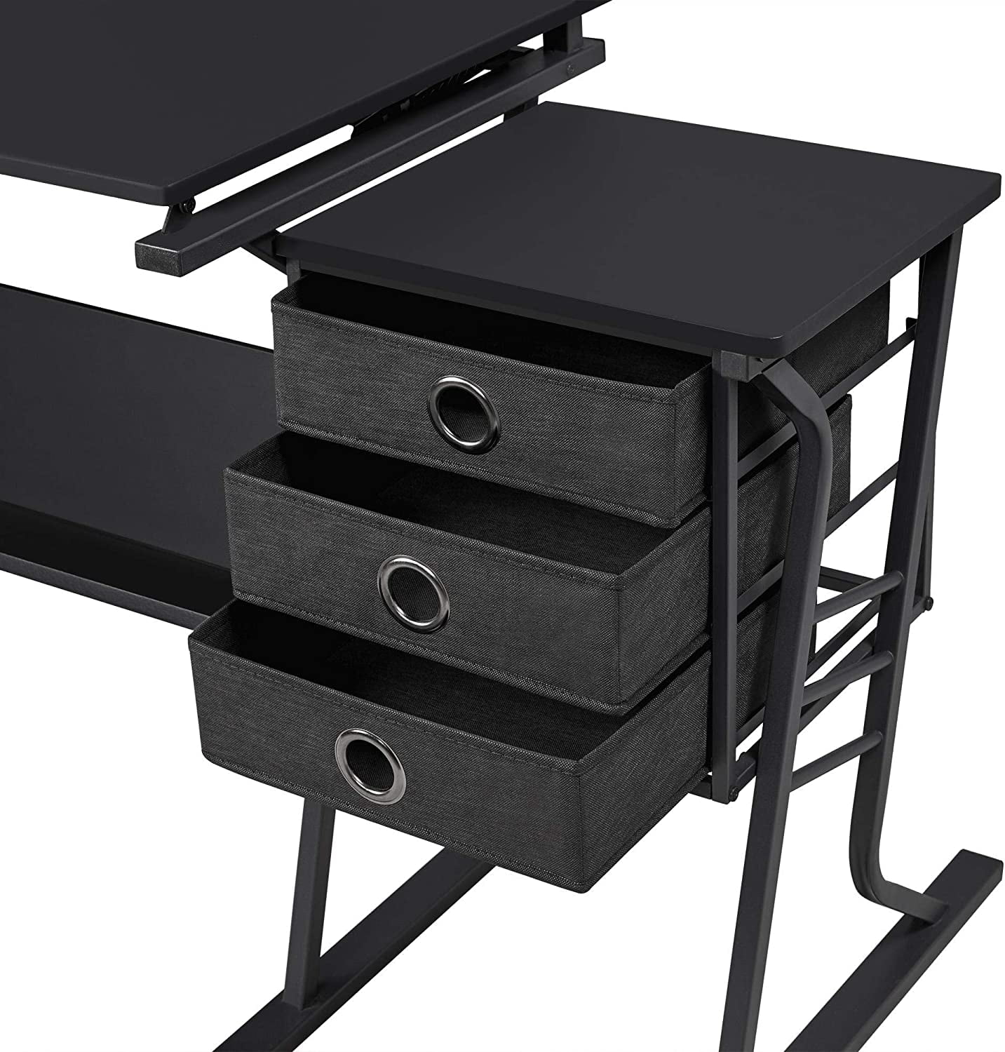 Drafting Table for Adults/Artists, Drawing Desk, Tabletop Adjustable Art/Craft Desk with Stool and 3 Slide Drawers