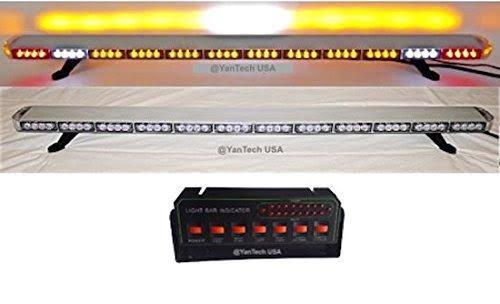 YanTech 60&LBBC 60x22 Amber Clear Super Bright LED Light Bar Flashing Warning Tow Truck Wrecker Police Snow Plow with Brake and