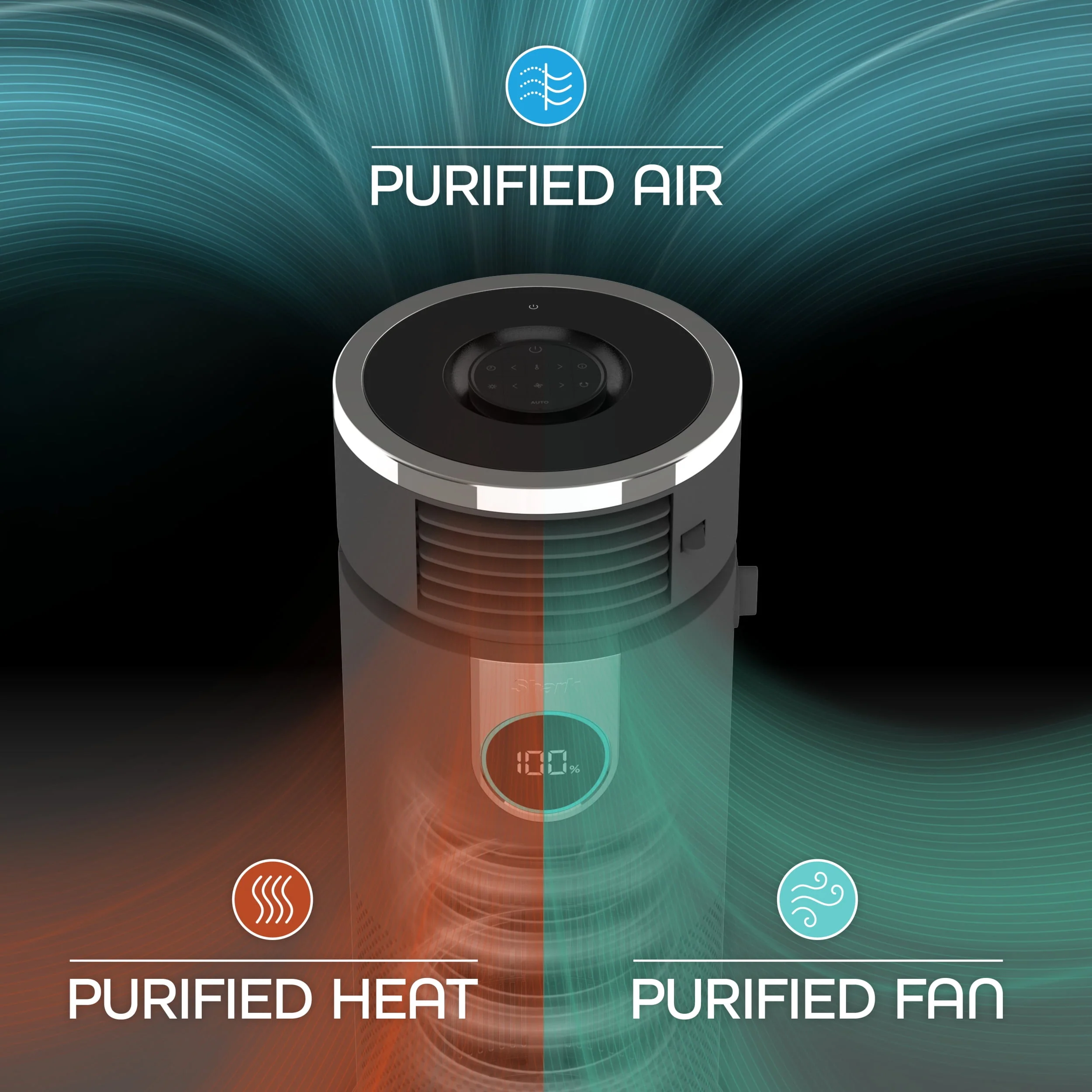 Shark Air Purifier with Nanoseal HEPA, Cleansense IQ, Odor Lock, Cleans up to 500 Sq. Ft, Charcoal Grey, HP100