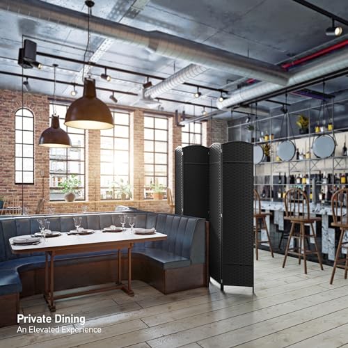 Sorbus 8-Panel Black Room Divider with Double Hinged Panels, 6 ft Tall Folding Privacy Screen