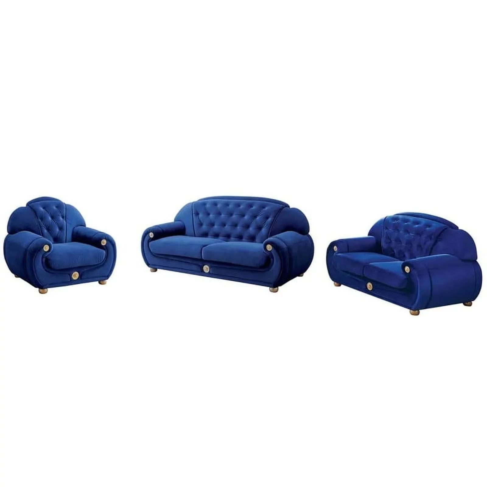 Giza Fabric 2-Piece Living Room Set, Dark Blue