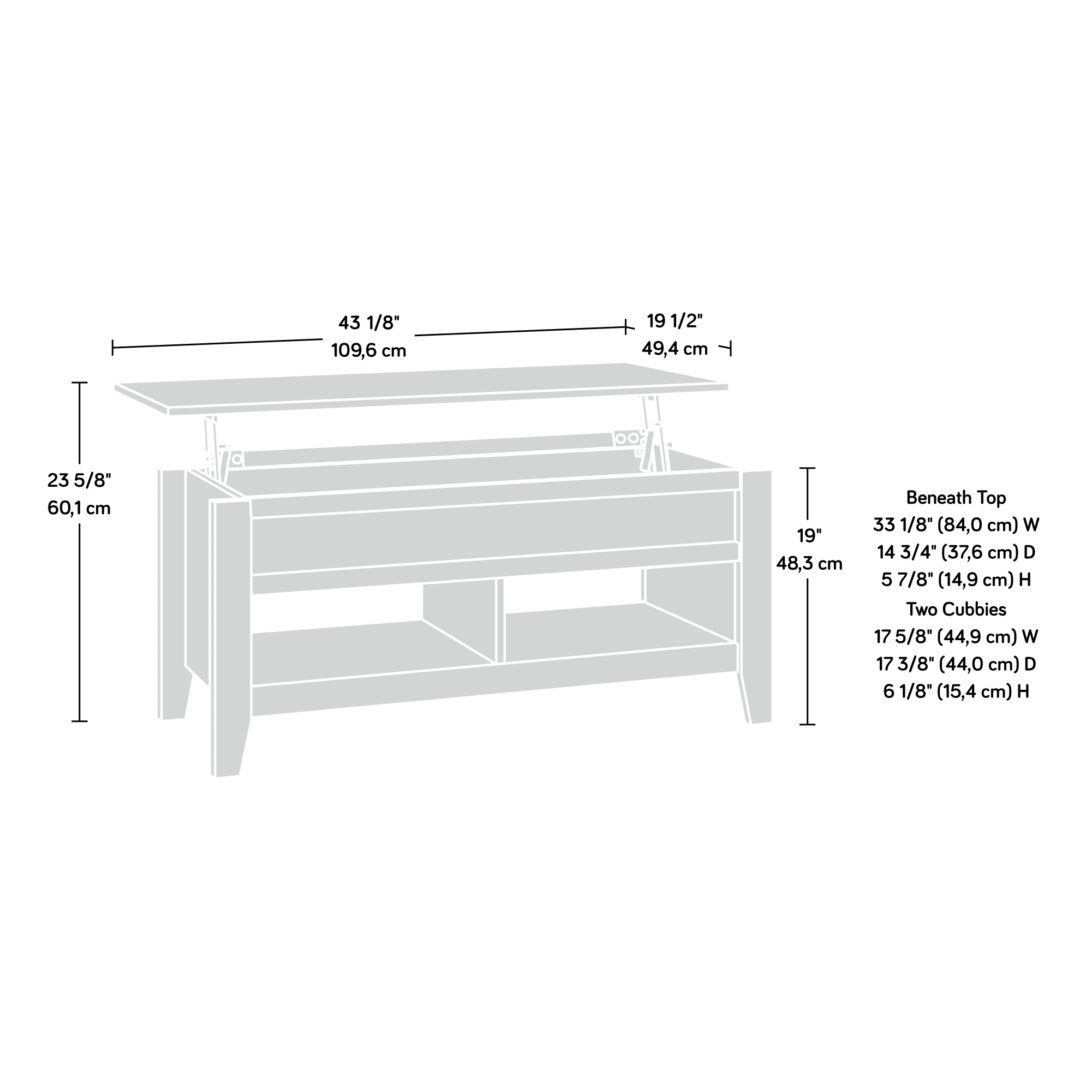 Sauder Dakota Pass Wood Lift-Top Coffee Table, Sindoori Mango Finish