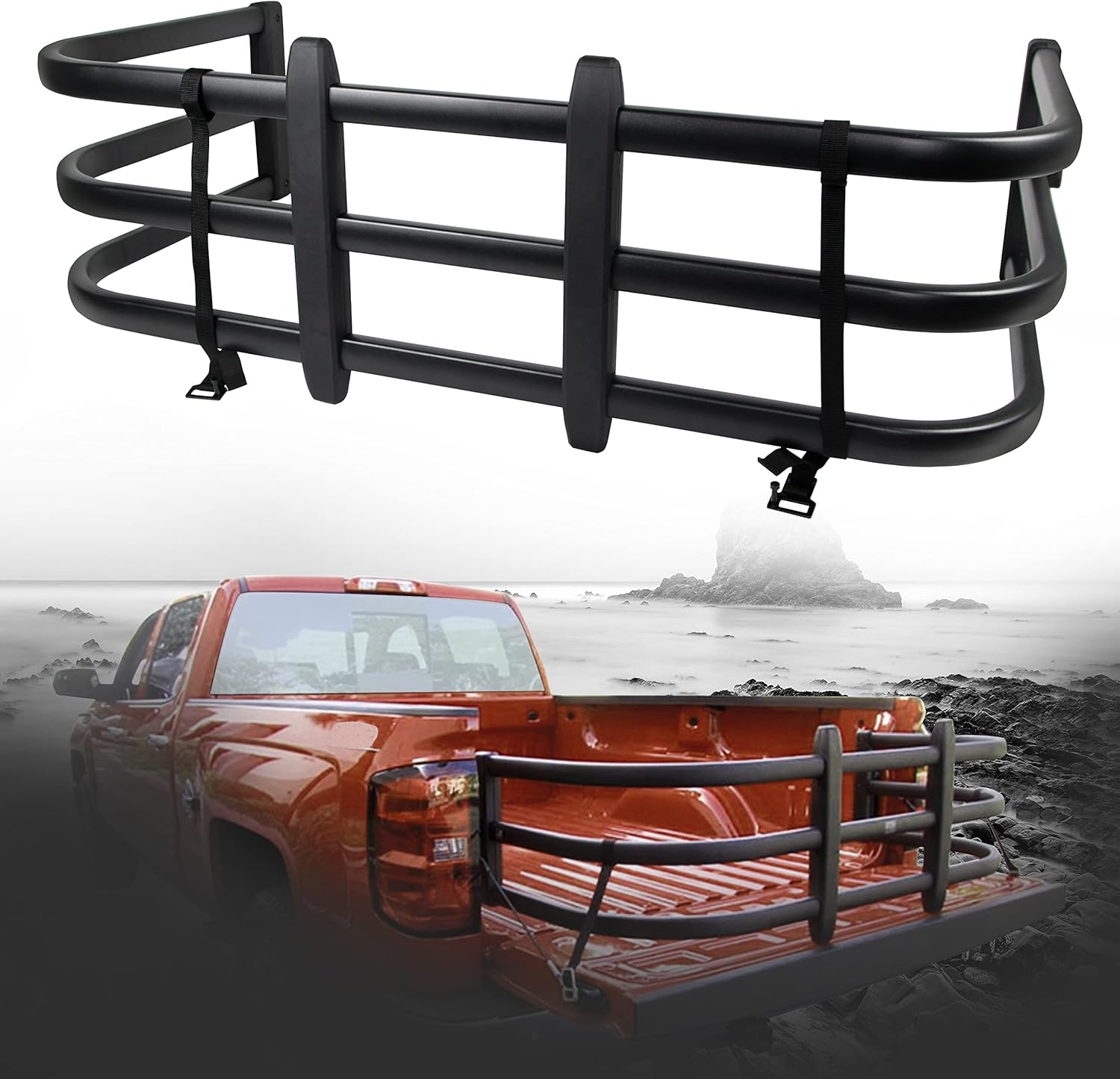 CAROOZE Truck Bed Extender Universal Retractable Tailgate Extension 53.5''-66.9'' for Ford / Titan / Tundra / Ram / Silverado / Sierra Pickup Truck