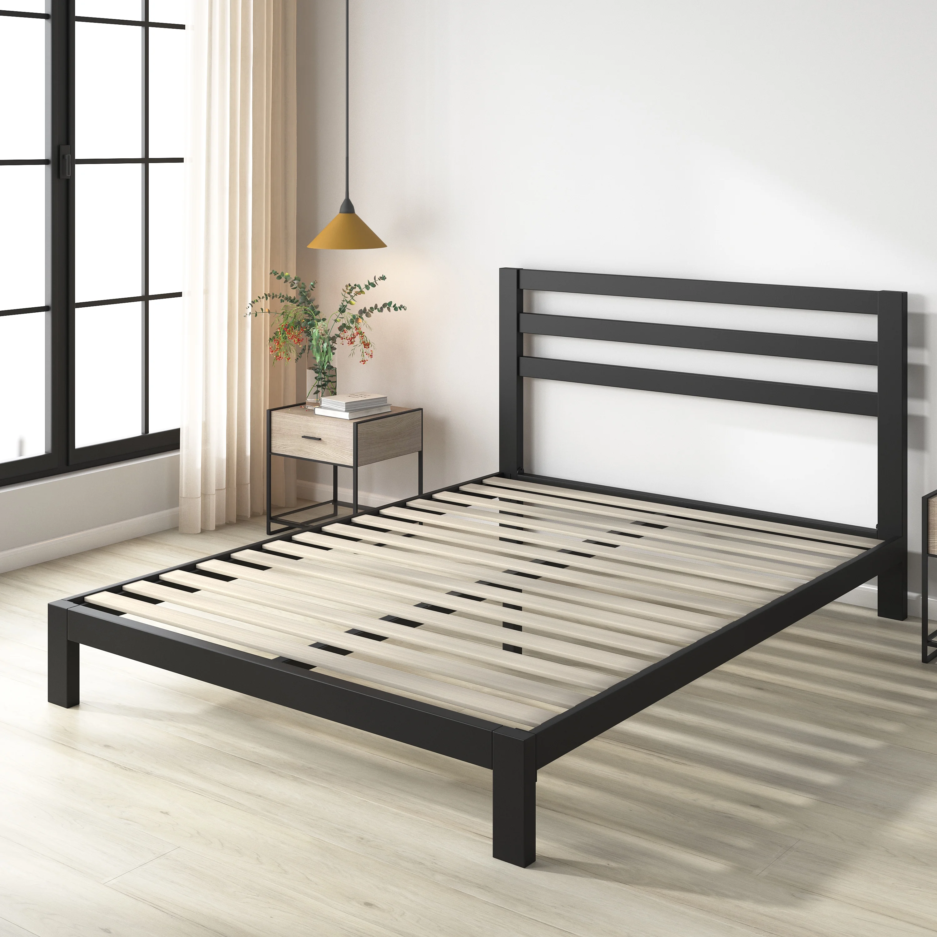 Zinus Arnav 10 White Metal Platform Bed Frame, Queen