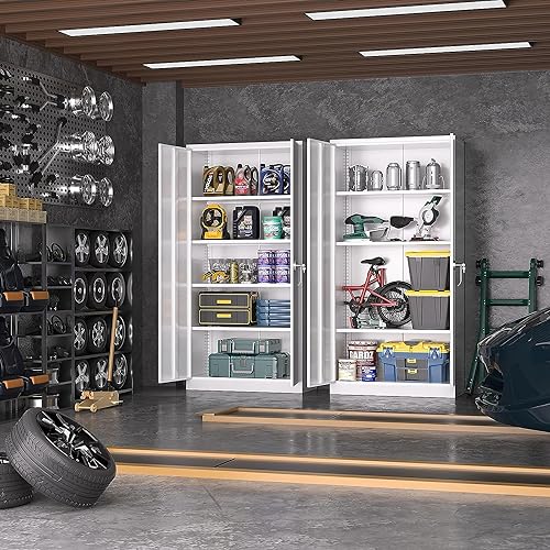 Greenvelly Metal Storage Cabinet, 72" Black Locking Storage Cabinets with Doors and 4 Shelves, Metal Cabinet for Garage Home Office, Classroom
