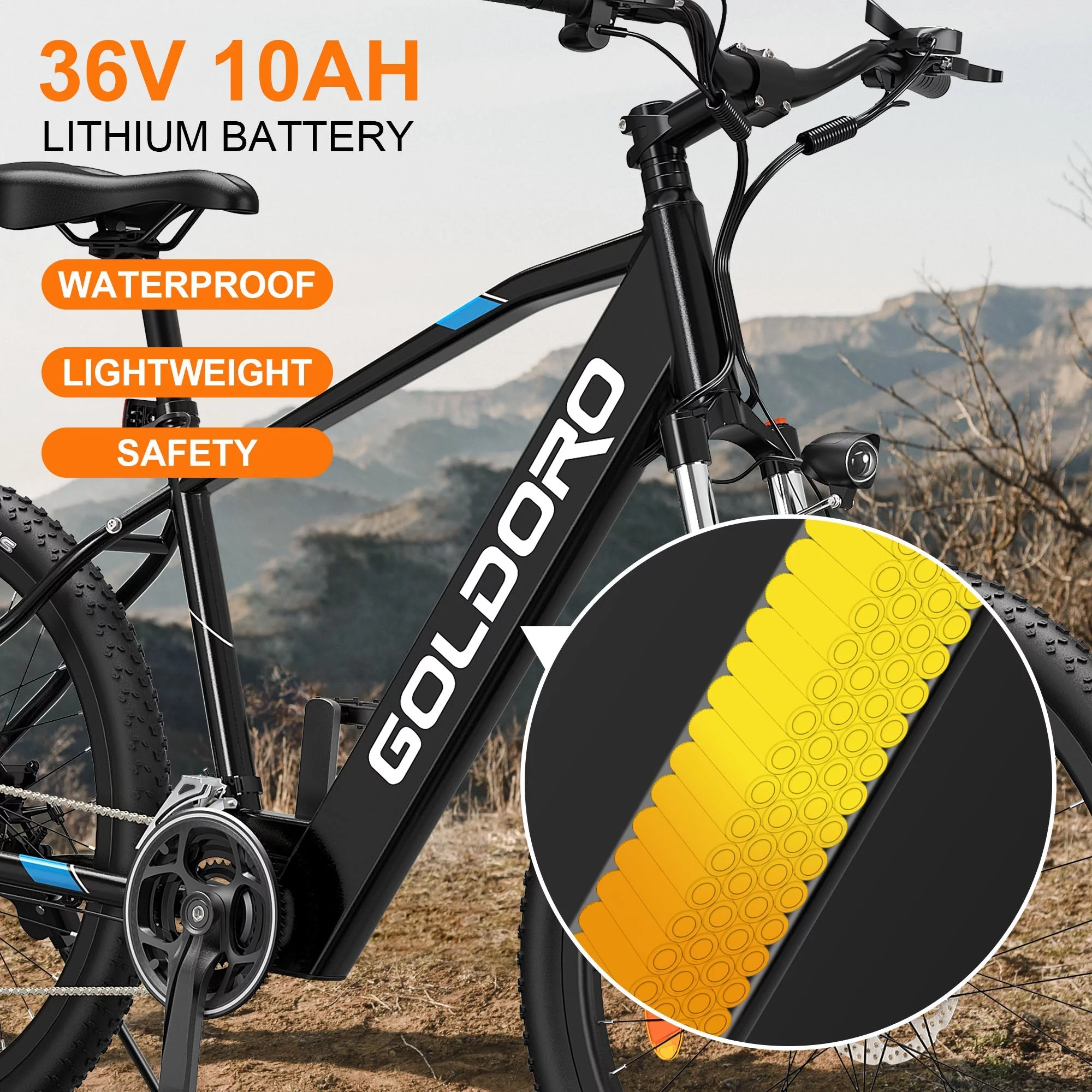 Goldoro Electric Bike for Adult 26" X7 Aluminum Alloy Mountain Bike, 250W/36V, Max 18 mph, 21 Speed