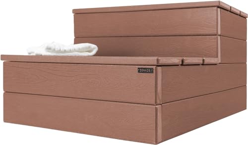 Hot Tub Steps - Wood-Looking Plastic, 100% Waterproof, Gray Non-Slip, Heavy Duty Outdoor Spa Stairs - Multi-Use for Porch, Fits Any Size