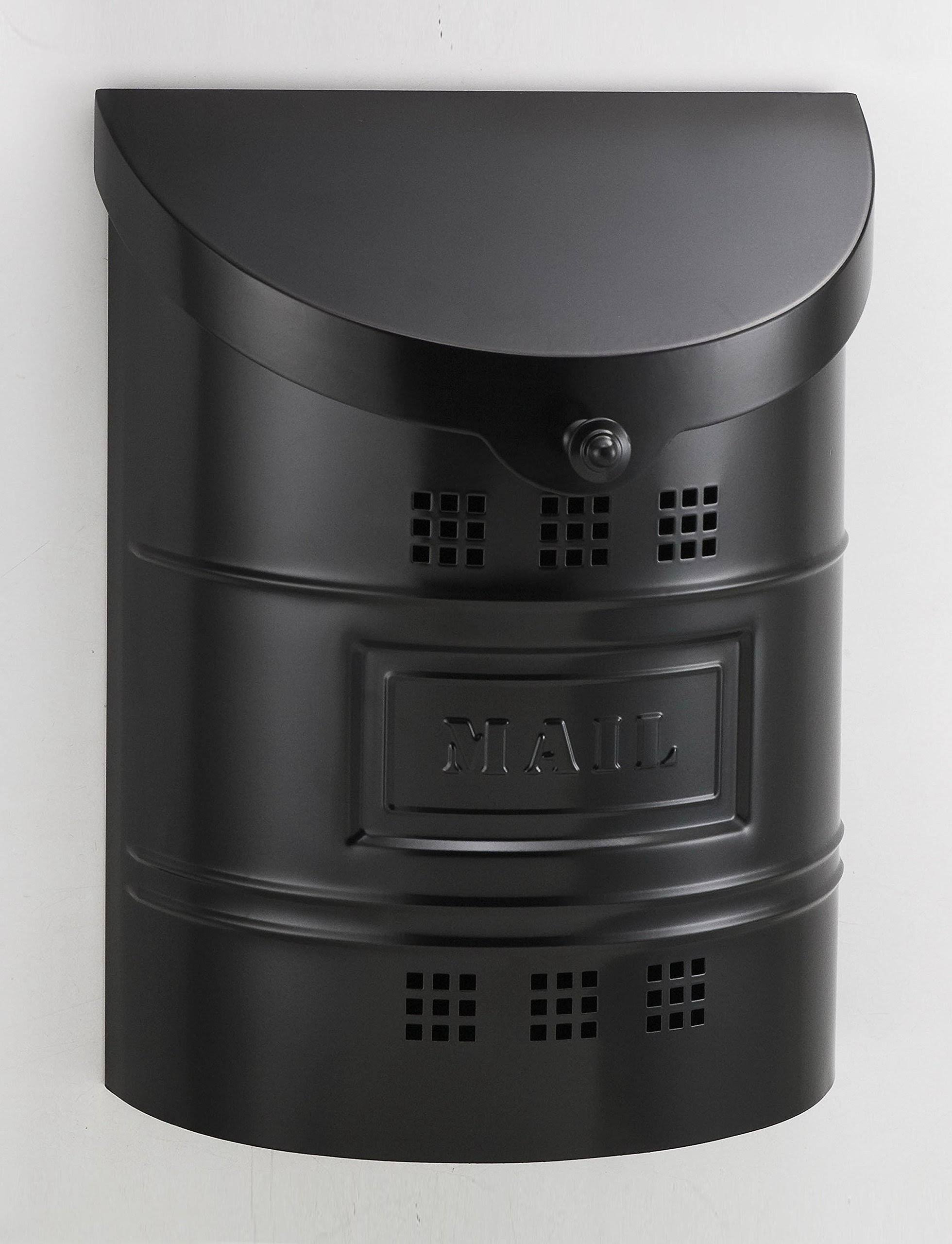 Wall Mounted Mailbox Size Large Label Stainless Steel Finish Satin Black E2BK