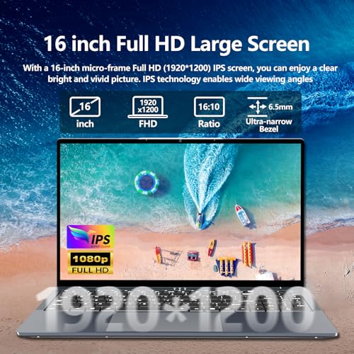 15.6 inch Laptop, Laptops with Core 8100Y (up to 3.40GHz), Gaming Laptop 16GB RAM 512GB ROM, FHD 1920 x 1080