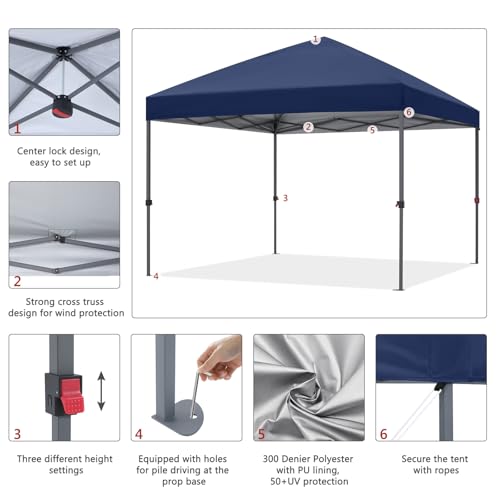 ABCCANOPY Durable Easy Pop up Canopy Tent 10x10, Red