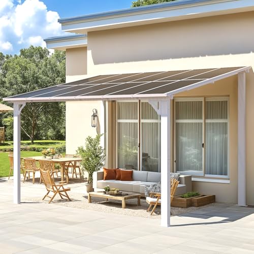 AECOJOY 10&rsquo; x 10&rsquo; Gazebo, Wall Mounted Gazebos Pergola on Clearance, Outdoor Patio Lean to Gazebo Awnings for Deck, Porch