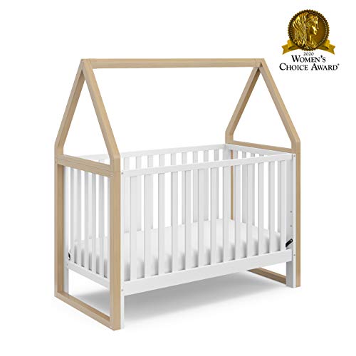 Storkcraft Orchard 5-in-1 Convertible Crib (White with Driftwood) – GREENGUARD Gold Certified, Canopy Style Baby Crib
