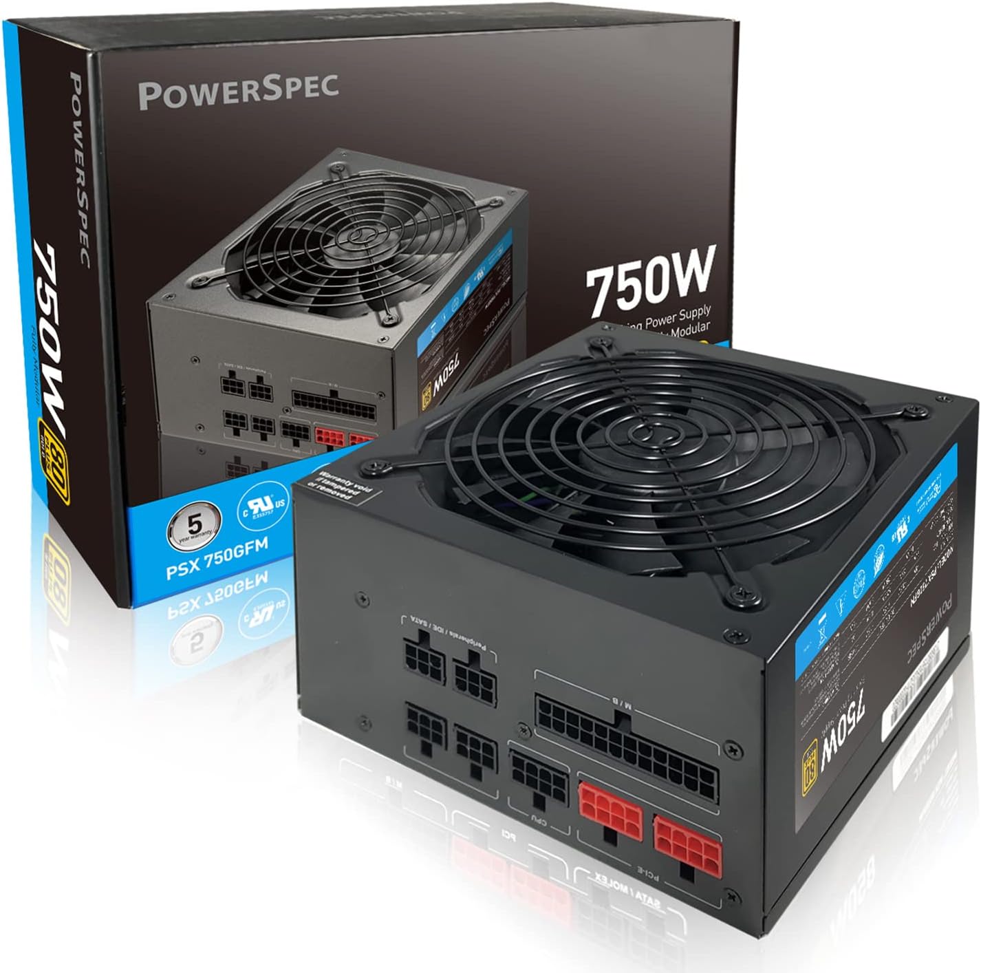 PowerSpec 650W Power Supply 80 Plus Bronze Certified Fixed Cable Non-Modular ATX PSU Active PFC SLI Crossfire Ready Gaming PC Computer Switching