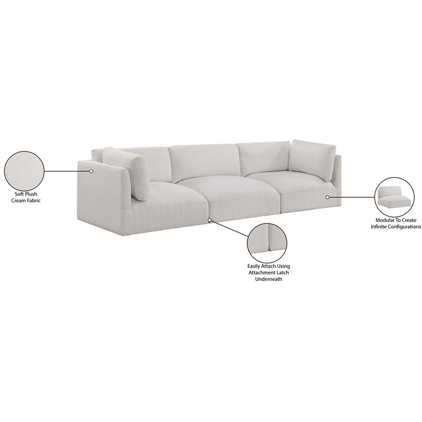 Meridian Furniture Ease Cream Fabric Modular Sofa