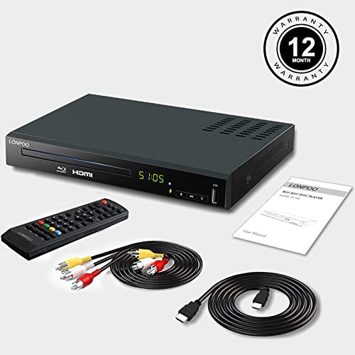 Blu Ray DVD Player,Full HD Blu-ray Disc Player with Metal Enclosure,Easy Hook Up and User Friendly, 1080P Home Theater DVD Player with HDMI Output