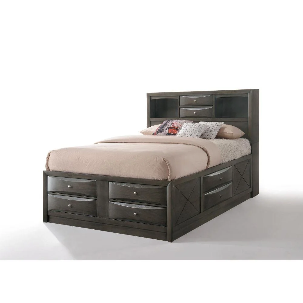 Gray Oak Wood Full 6PCS Bedroom Set w/ Storage by Acme Ireland 22710F-6pcs