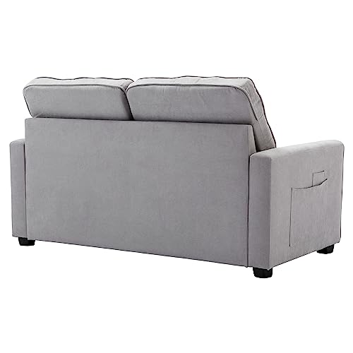 59.4" Loveseat Sofa with Pull-Out Bed, Mid Century Modern Loveseat Sofas with Armrest, Modern Couch for Small Spaces in Bedroom, Apartment, Office
