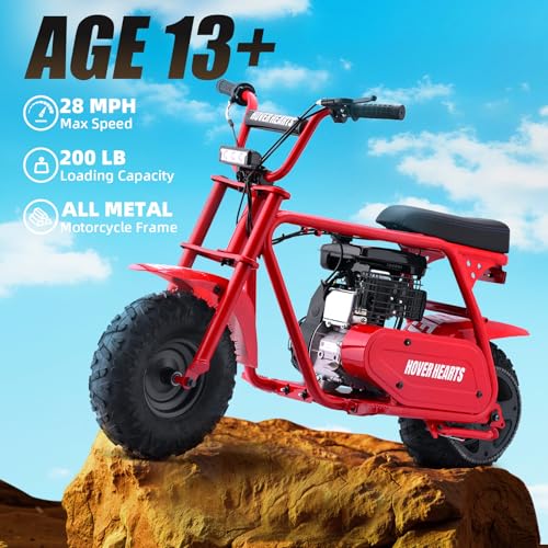 Mini Bike, Gas Dirt Bike, Minibike, Gas Powered Mini Bikes for Adults, 99cc-4 Stroke Pit Bike with Led Light, Min Dirtbike
