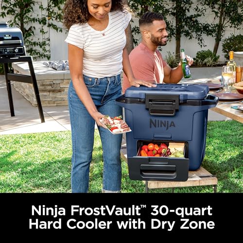 Ninja FB151GY FrostVault 50qt Hard Cooler with Dry Zone, Integrated Fridge-Temp Dry Storage Drawer, Premium Heavy-Duty Insulated Cooler