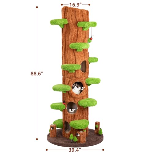 Luxury Cat Tree Tower for Indoor Cats,88.6" Tall Cat Tree
