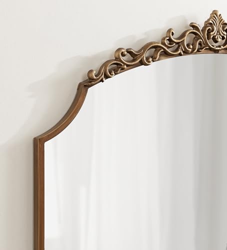 Kate and Laurel Arendahl Ornate Traditional Arched Scallop Mirror, 24 x 36, Antique Gold