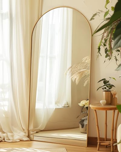Full Length Mirror, 76"x34" Arched Floor Mirror Freestanding, Floor Standing Full Body Mirror with Stand for Bedroom
