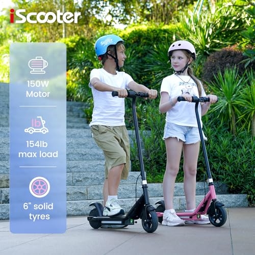 iScooter IK3/IK3Pro Electric Scooter for Kids Ages 6-12, 150W Motor, LED Display, 3 speeds Adjustable,3 Adjustable Heights(IK3Pro),Colorful Lights