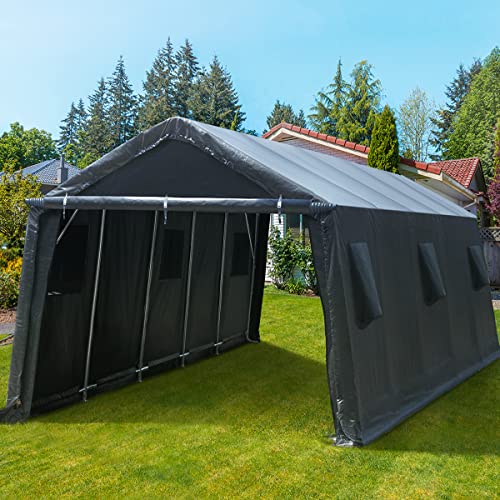 ADVANCE OUTDOOR 10x10 ft Heavy Duty Outdoor Patio Portable Canopy Storage Shelter Shed Carport with 2 Roll up Zipper Doors & Vents for Snowmobile