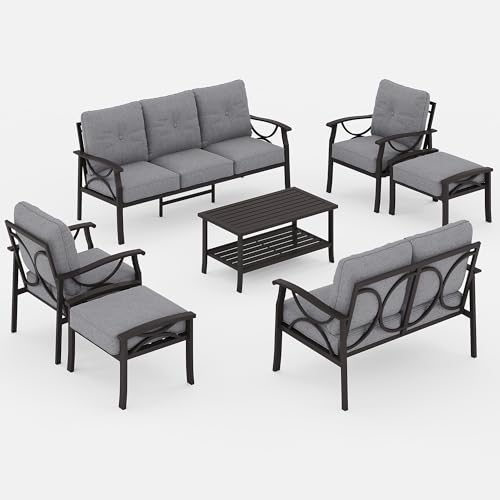 Wisteria Lane 5-Piece Outdoor Patio Furniture Set, Outdoor Metal Sectional Furniture with Cushions