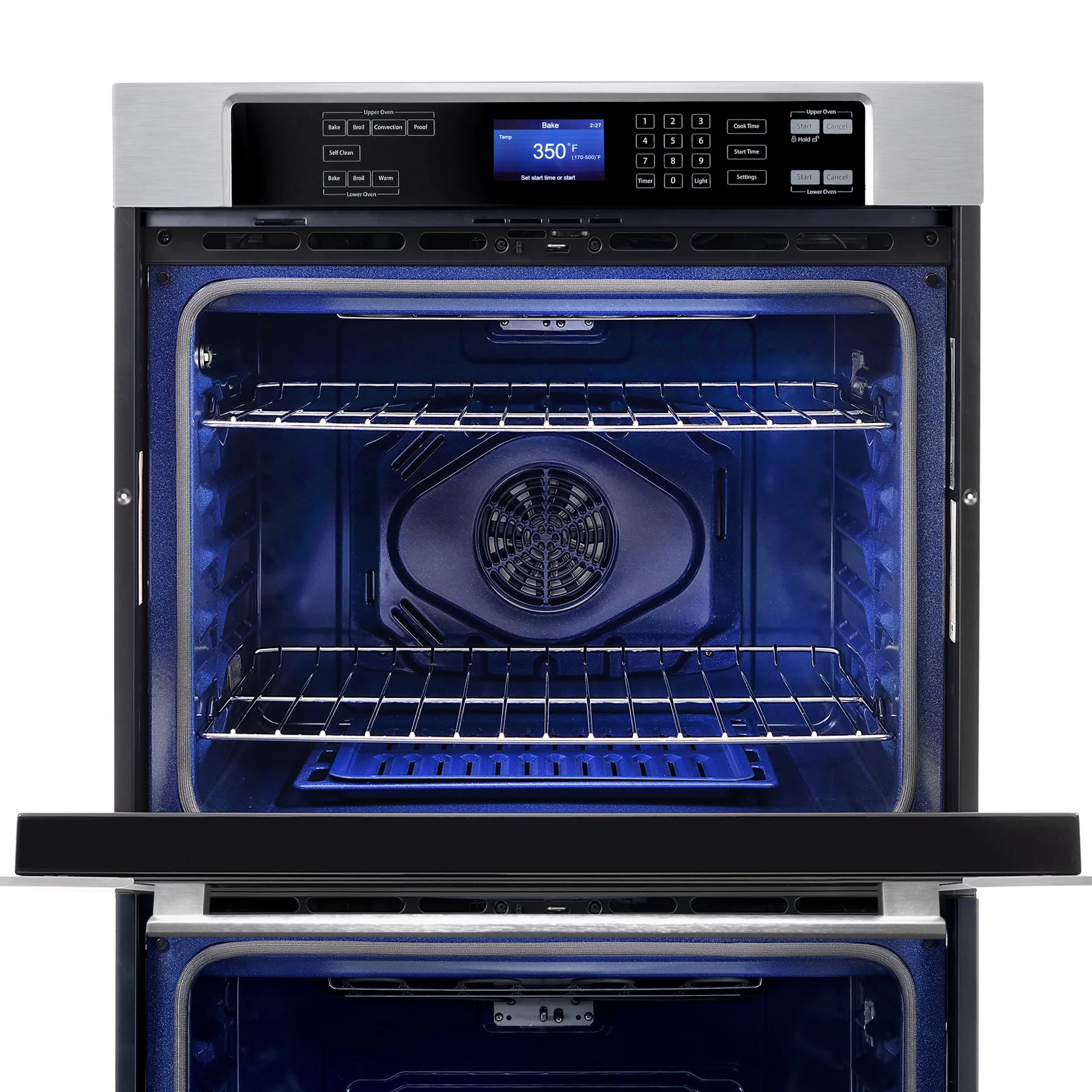 Cosmo 30" Double Wall Oven in Stainless Steel with True European Convection