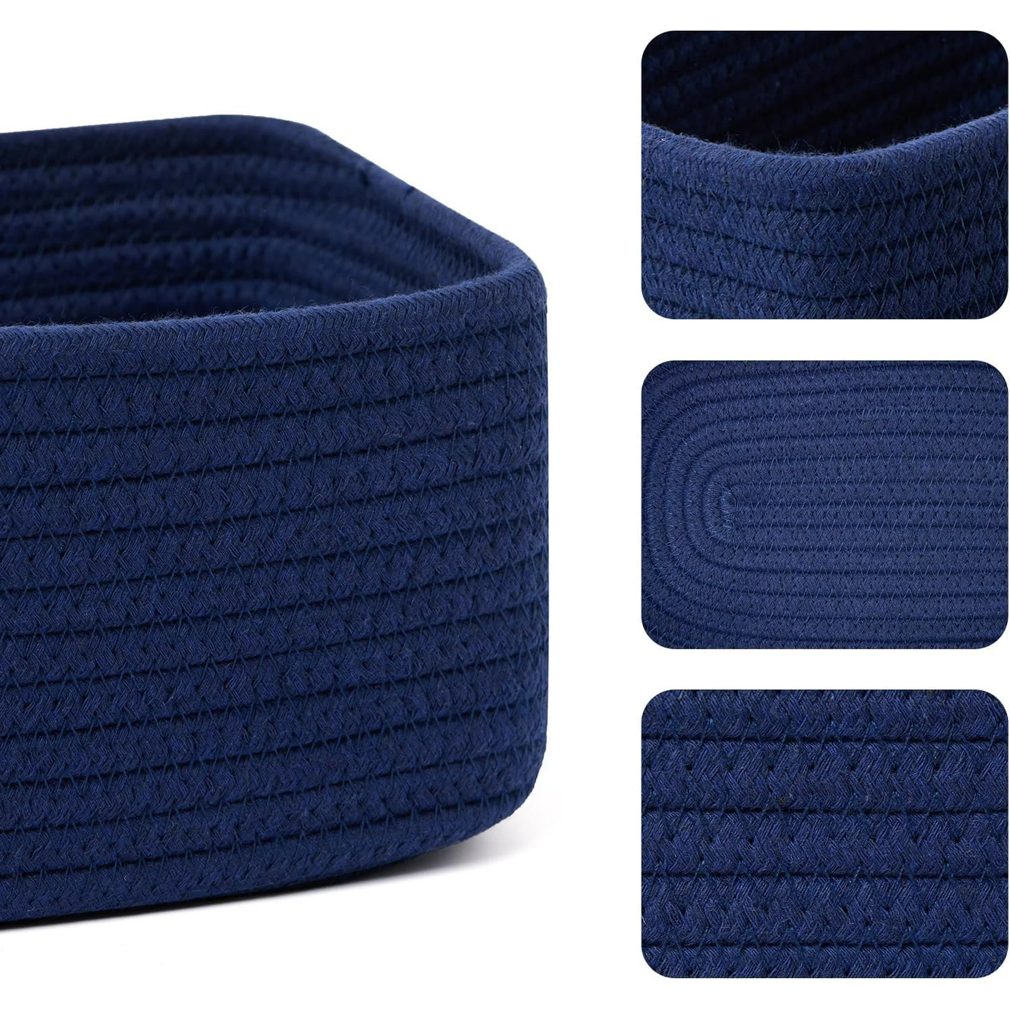 AllWays Plaza Small Storage Baskets for Organizing | Closet Organizer Bins | Shelf Toy Basket | Woven Rope Baskets | Cube Decorative Box | Shallow