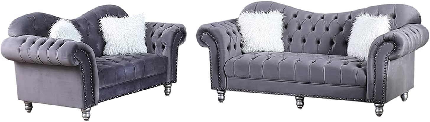 Morden Fort Luxury Classic America Chesterfield Tufted Camel Back Armchair Living Room Chair, Blue