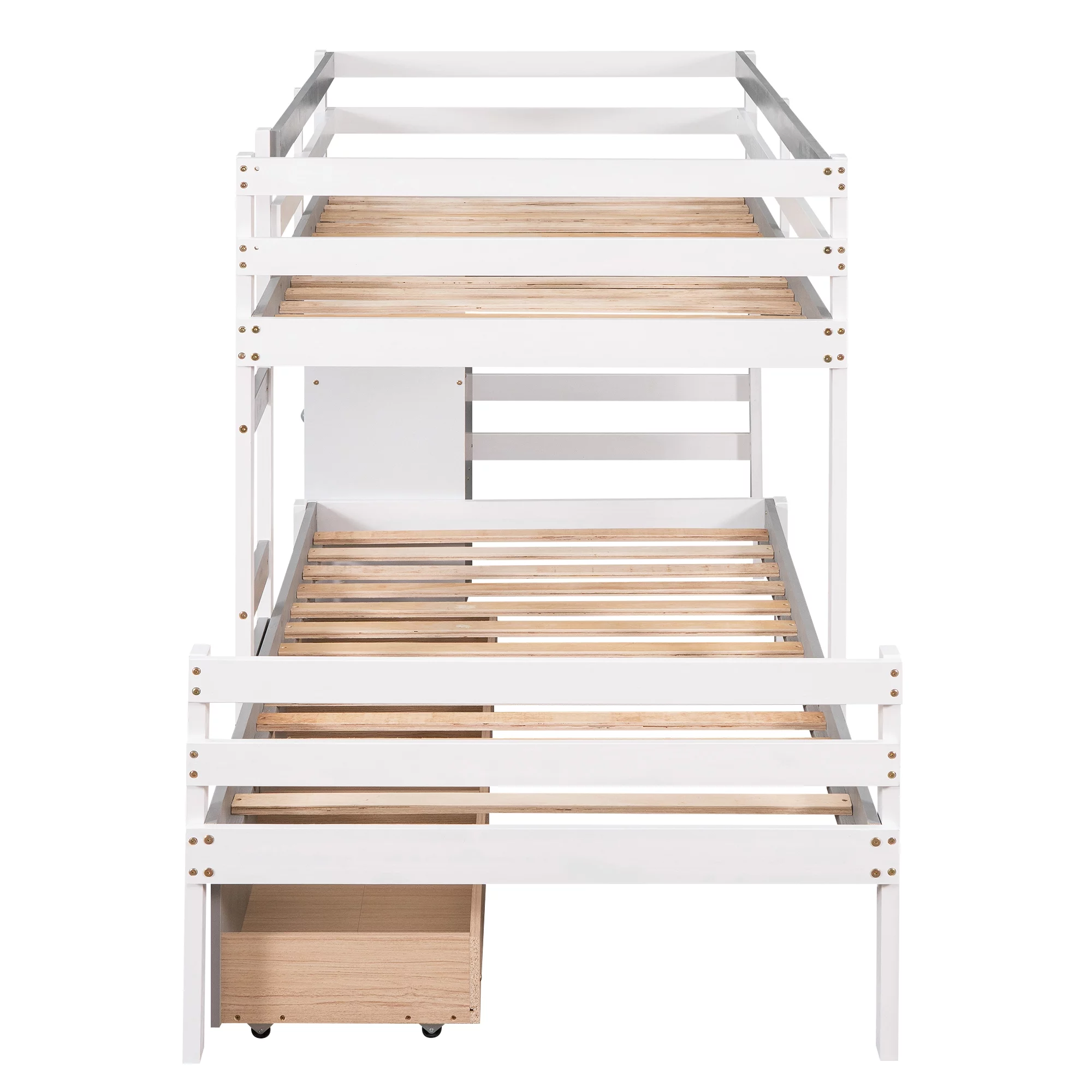 Euroco Twin over Twin Bunk Bed with Six Drawers for Kids Room, Gray