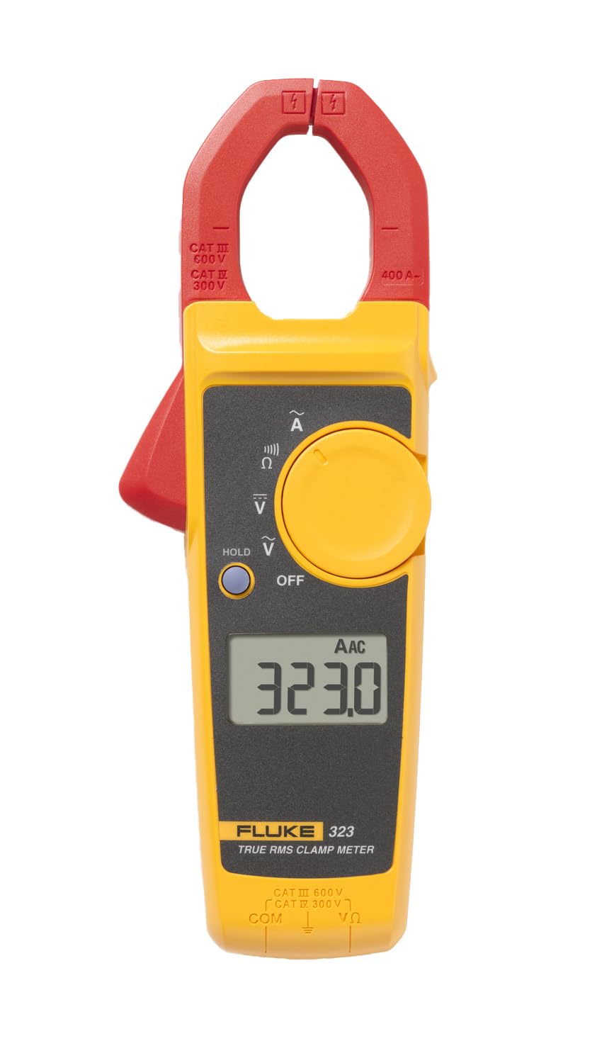 Fluke 323 Clamp Meter For Commercial/Residential Electricians, Measures AC Current To 400 A,Measures AC/DC Voltage To 600 V
