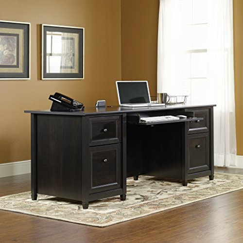 Sauder Edge Water Office, Executive Desk with File Drawer Storage, L: 65.12" x W: 29.53" x H: 29.37", Estate Black