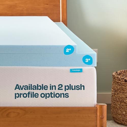 LINENSPA Memory Foam Mattress Topper - 2 Inch Gel Infused Memory Foam - Plush Feel - Cooling and Pressure Relieving - CertiPUR Certified