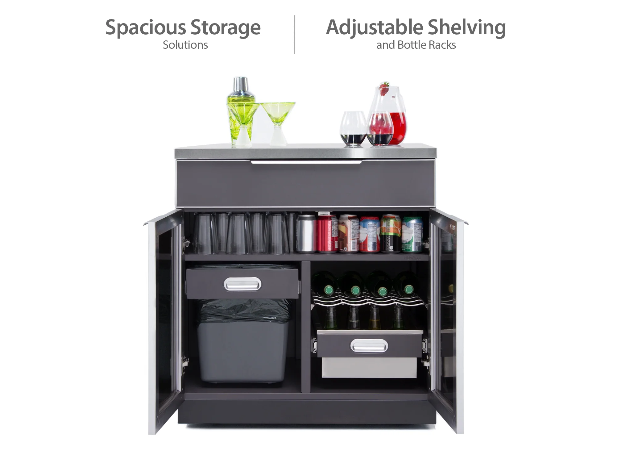 Outdoor Kitchen 5 Piece Cabinet Set in Slate Gray with Countertops