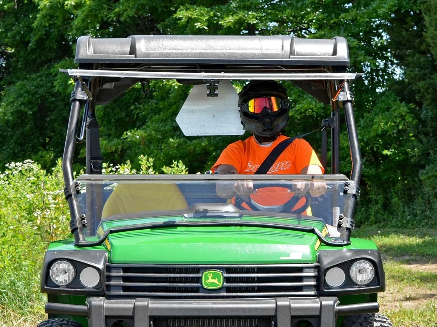 SuperATV Heavy Duty Scratch Resistant 3-in-1 Flip Windshield compatible with John Deere Gator HPX / 620i / 625i / 825i / XUV 850 / XUV 855D